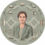 Circular illustrated portrait of acoustic consultant Sigríður Jónsdóttir